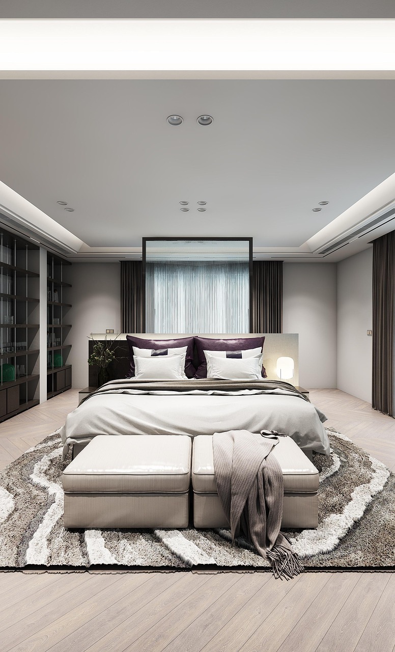 master bedroom, bed, console table, glass, curtain, carpet, ceiling, ceiling lights, bookshelf, master bedroom, curtain, carpet, carpet, carpet, carpet, carpet, ceiling, ceiling, ceiling, ceiling, ceiling